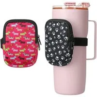 kwmobile Trinkflasche 2x Neopren Tasche für Tumbler Trinkflasche - Tragetasche für Flaschen, Kleine Schutztasche mit Reißverschluss und Gummiband