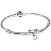 Pandora Armband 21524, Damenarmband Starter-Set Silber Zweifarbiges Unendlichkeitsherz