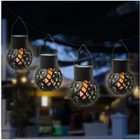 MARELIDA LED Solarleuchte LED Solar Hängeleuchten Feuerball Kugelleuchte mit Flammeneffekt 4St., LED Classic, amber