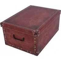 Kreher Aufbewahrungsbox Aufbewahrungsbox, Dekokarton - Motiv: Leder Rot