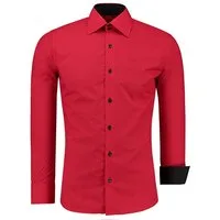 J'S FASHION Businesshemd JS12105 Slim Fit Langarm Herren Hemd mit farblich abgesetzten Elementen, Langarm Kentkragen Uni