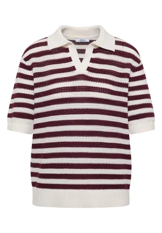 CECIL - Kurzarm Poloshirt in Crochet-Qualität sweet grape red - Gr. - S