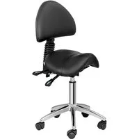 Physa Drehstuhl Sattelstuhl Arbeitsstuhl Rollhocker Mit Lehne Verstellbar Schwarz, Schwarz