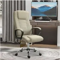 Vinsetto Bürostuhl Ergonomisch Schreibtischstuhl mit Kopfstütze, Höhenverstellbar (Computerstuhl, 1 St), Drehstuhl für Home-Office, Beige