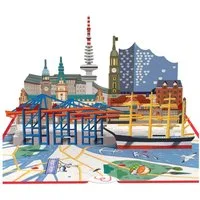 papercrush Geschenkkarte Hamburg Pop-Up Karte, Handgemacht