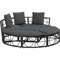 vidaXL Bett Outdoor-Loungebett ohne Dach Schwarz Poly Rattan