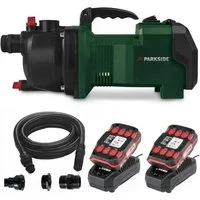 Parkside Akku-Gartenpumpe 40V Akku-Gartenpumpe PGPA 40-Li + 2 x Akku / Ladegerät + Saugschlauch