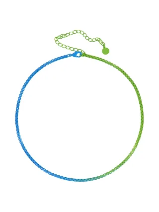 Fashionbox Kette Messing blau/grün lackiert