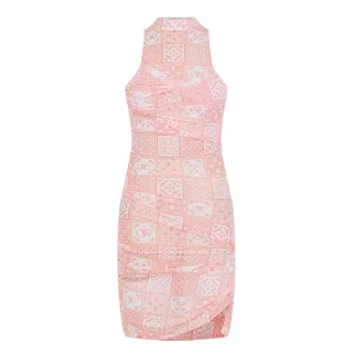 Off White - Unterkleid-Stil für Damen, Hoher Kragen, Tüll (Pink/Weiß)