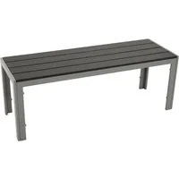DEGAMO Gartenbank SORANO ohne Rückenlehne, 2-sitzer 120cm, Alu silbergrau + Kunstholz grau, wetterfest