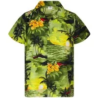 King Kameha Hawaiihemd "Surf" Funky Hawaii-Hemd Herren Kurzarm Front-Tasche Sommerhemd