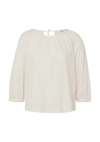 s.Oliver Red Label - Bluse aus Baumwoll-Viskosemix mit Raffung beige - Gr. - 34