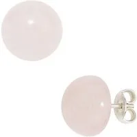 JOBO Paar Ohrstecker, rund 925 Silber mit Rosenquarz