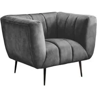riess-ambiente Sessel NOBLESSE 105cm grau / schwarz (Einzelartikel, 1-St), Wohnzimmer · Samt · Metall · mit Armlehne · Retro