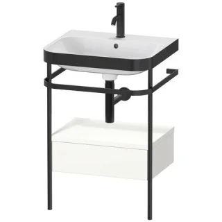 Duravit Happy D.2 Plus c-bonded Set mit Metallkonsole und Schubkasten Weiß Seidenmatt 575x490x850 mm HP4740O3636