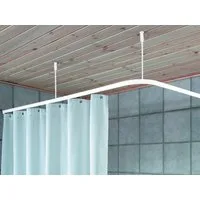 LikeKa Duschvorhangstange L-form & U-form Duschvorhangwinkelstange Vorhangschiene Duschstange, Barrierefrei, behindertengerecht Bequemes durchschieben des Vorhangs