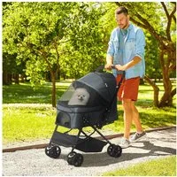 PawHut Hundebuggy Hundewagen Buggy Pet Stroller Oxford dunkelgrau, (Haustierwagen, 1-tlg), für kleine Hunde und Katzen, Oxford Dunkelgrau76,5 x 52 x 95 cm