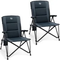 TIMBER RIDGE Campingstuhl Faltbar Breiter Sitz 55cm Leicht Klappstuhl 150kg Belastbar (2 St), 55×48×102cm, schwarz