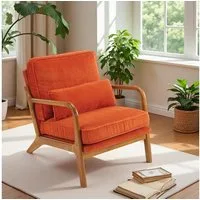 LuxusKollektion Cocktailsessel Sessel Ohrensessel Cocktailsessel Cordstoff Orange