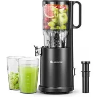 AMZCHEF Slow Juicer CE-ZM19OT07B-BK, 220 W, Slow Juicer mit 126MM Breite und mit 2 Gläsern