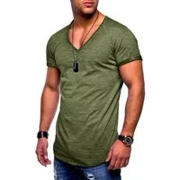 behype T-Shirt BHSOLIN Herren Basic Kurzarm V-Neck Oversized Shirt V-Ausschnitt