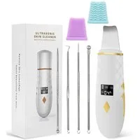 Forrlite Dermaroller Ultraschallpeelinggerät, Gesichtsspatel Tiefenreinigung, Ultraschall-Peeling Porenreiniger Akne-Entferner Ionen Hautreiniger, Pickel und Akne Entferner set, Mikrodermabrasionsgerät