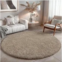 OTTO home Hochflor-Teppich Banji, rund, Höhe: 37 mm, Uni Farben, weich und flauschig, auch als rechteckig erhältlich