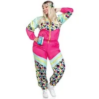 Leg Avenue Kostüm 80er Jahre XXL Trainingsanzug pink-türkis, Voll im Trend der 80er und 90er Jahre