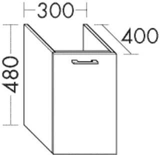 Burgbad Unterschrank Sys30 PG4 Sana 480x300x400 Dunkelgrau Hochglanz, WVIP030F3365 WVIP030F3365