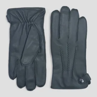 Herrenhandschuhe aus olivgrünem italienischem Leder, warm gefüttert mit Wolle, für Winter, Radfahren, Autofahren und Freizeit