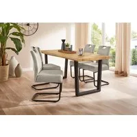 Jockenhöfer Gruppe Esstisch Margot, 180x90 cm geschwungene Baumkantenoptik und schwarzes Untergestell