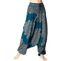 PANASIAM Haremshose Aladinhose AeOrnament Haremshose aus 100% natürlicher Viskose auch als Overall tragbar Damen Pumphose bequeme Freizeithose