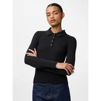 pieces Langarm-Poloshirt PCKITTE LS POLO TOP JRS NOOS mit gerippter Struktur
