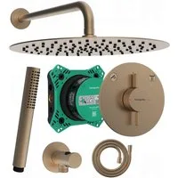 Hansgrohe und Bofler Duscharmatur Hansgrohe DuoTurn S Unterputz Armatur mit Umsteller + IBOX 2 (Unterputz Duschset, Duschanlage, Duschsystem, inkl. BOFLER Brauseset #83 Handbrause, Regendusche 30cm, Brausearm) wassersparende Regendusche, Gummidüsen, 