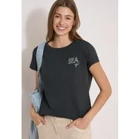 CECIL Kurzarmshirt Sommershirt mit Rundhals und Embroidery