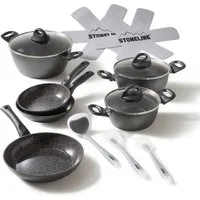 STONELINE Topf-Set, Aluminium, Keramik (14-tlg), mit echten Steinpartikeln, induktionsgeeignet, Designed in Germany
