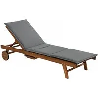 Dehner Gartenliege Rolliege Ravenna inkl. Polster, 200 x 70 x 89cm, Holz, verstellbare Sonnenliege mit Rollen, aus FSC®-zertifiziertem Holz