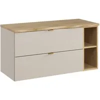 Lomadox Waschbeckenschrank DURANGO-56 100 cm breit in Kaschmir und Eiche mit Baumkantenoptik