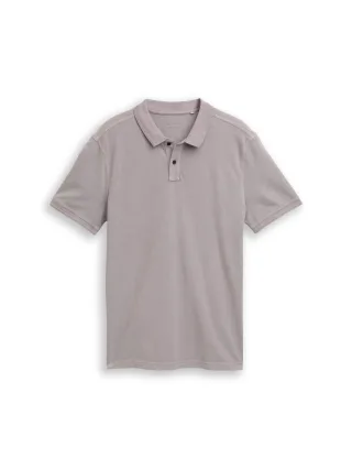 Denim Tom Tailor - Piqué Poloshirt im Washed Look soft lilac grey - Gr. - S
