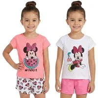 Disney Minnie Mouse Schlafanzug DISNEY Minnie Mouse 2er Pyjama Mädchen, kurzarm, 100 % Baumwolle