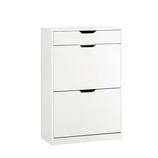 SoBuy Schuhschrank, Weiß, Holzwerkstoff, 60x90x30 cm, Garderobe, Schuhaufbewahrung, Schuhkipper