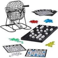 relaxdays Spielesammlung Bingospiel mit Lostrommel