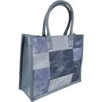 Einkaufszauber Shopper Damen Shoppertasche Totebag Jeans - Kunststofftasche Jeansmuster (mit Schultergurt), Passt perfekt zu jeder Jeans