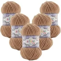Alize 5 x ALIZE Velluto Häkelwolle, 68 m, Chenillegarn,Kuschelweich für Babydecken, Amigurumi,Samtwolle