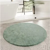 Homie Living Badematte Porto Azzurro, Höhe 30 mm, rutschhemmend beschichtet, schnell trocknend, fußbodenheizungsgeeignet, Polyester, rund, Badteppich, uni, rechteckig & rund, waschbar, Badezimmerteppich