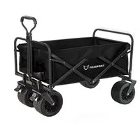 FOXSPORT Bollerwagen faltbar, Handwagen, Transportwagen, Strandbuggy (Packung), breites Geländepanzerrad, max. 100 kg, Vorder- & Hinterbremse