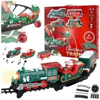 CEPEWA Spielzeug-Eisenbahn Weihnachtszug für Tannenbaum Ø80cm PE Licht Sound Lokomotive 3 Waggons