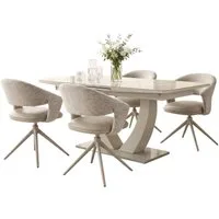 Jockenhöfer Gruppe Essgruppe Ulm/Valencia-Santiago, Sitzgruppe (Set, 5-tlg., 1 Tisch und 4 Stühle), (5-tlg), Set, 5-tlg, Esstisch mit Synchronauszug 160-200cm, Stühle 360° drehbar