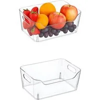 ogoPLUS Aufbewahrungssystem 2 Stück Kühlschrank Organizer - 3 Liter, Lebensmittel aufbewahrungsbox, (Ideal auch für Büro, Bad, Vorratsbox im Schrank, BPA frei), zur optimalen Platznutzung, Bürobedarf, Kosmetik, Pflegeprodukte