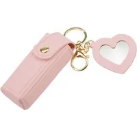 Fantasia Beauty Make-Up Organizer Modische Lippenstift- und Taschenzerstäubertasche mit Druckknopf, Rosa, 1-tlg., Druckknopf, kleinem Herz-Spiegel, Schlüsselanhänger-Karabinerhaken